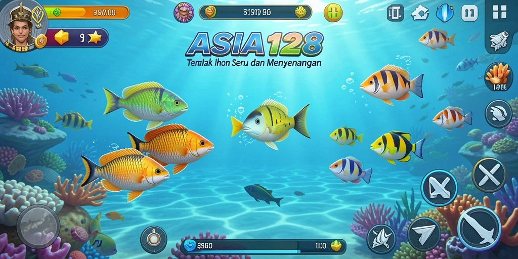 Tangkapan layar gameplay ASIA128 yang menampilkan aksi Tembak Ikan seru.