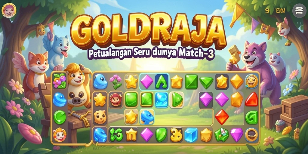 Gameplay seru GOLDRAJA yang penuh warna dan tantangan.