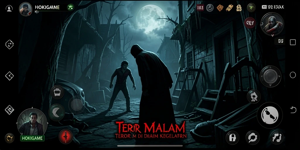 Tampilan gameplay HOKIGAME yang menegangkan dan menyeramkan.