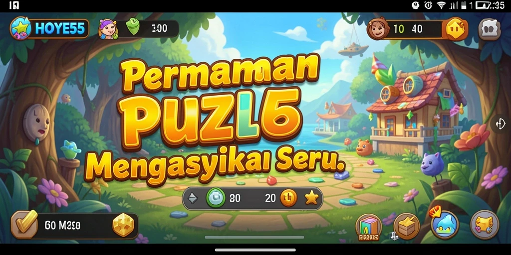 Screenshot HOYE55 menampilkan gameplay seru dan tantangan teka-teki.