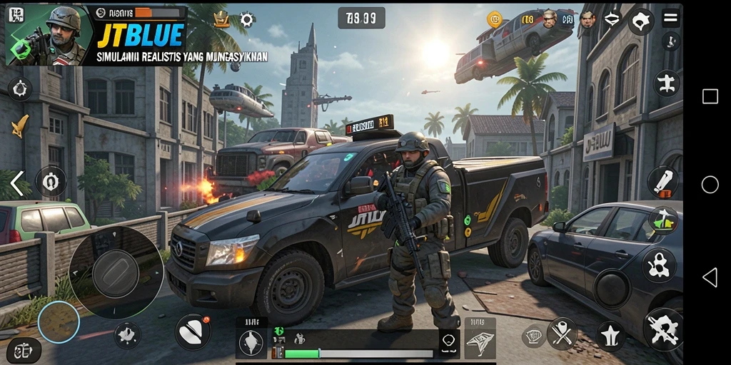 Tangkapan layar JTBLUE menampilkan gameplay simulasi yang mendebarkan dan realistis.