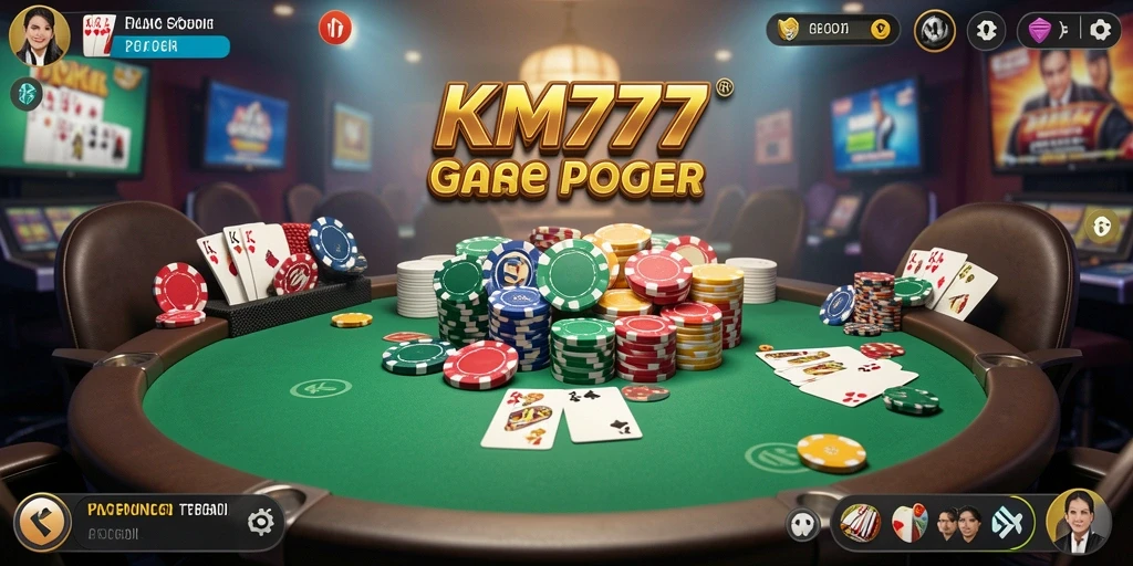 Screenshot gameplay KM777 yang menunjukkan aksi Poker yang mendebarkan.