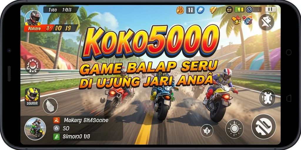 Screenshot KOKO5000 menampilkan aksi balapan yang mendebarkan di lintasan terkini.