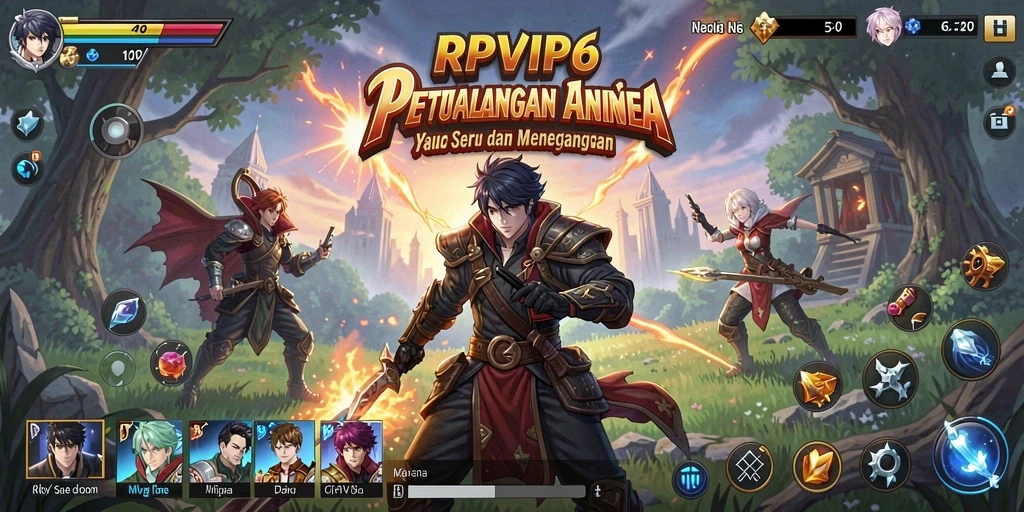 Tampilan gameplay yang penuh warna dan karakter Anime menarik di RPVIP6.