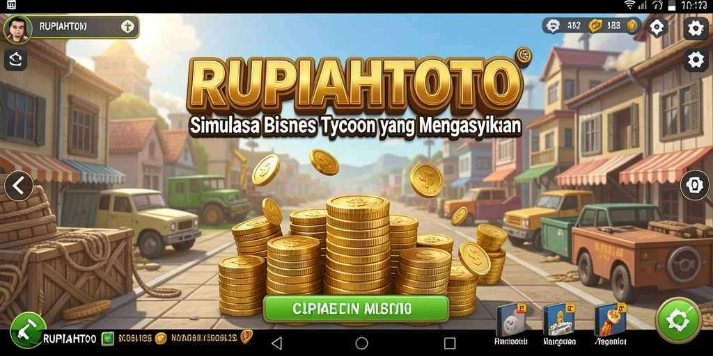 Tampilan gameplay RUPIAHTOTO dengan simulasi bisnis yang mendebarkan.