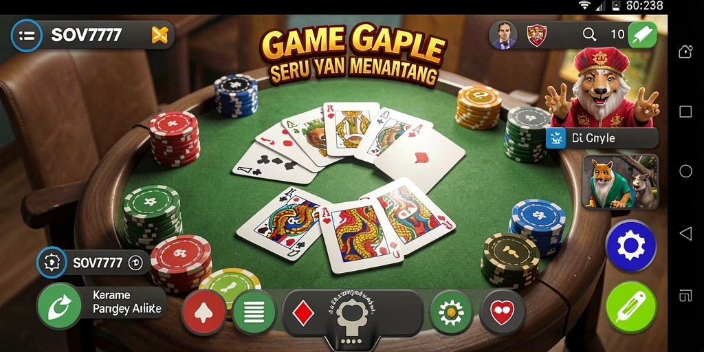 Tampilan menarik dari gameplay SOV777 yang penuh strategi Gaple.