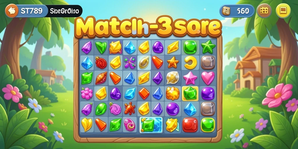 Tampilan gameplay ST789 saat mencocokkan objek di level Match-3.