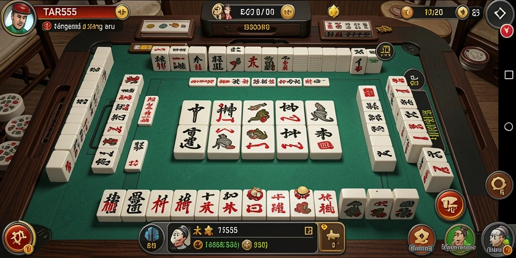 Tangkapan layar TAR555 menampilkan gameplay Mahjong yang seru dan menantang.