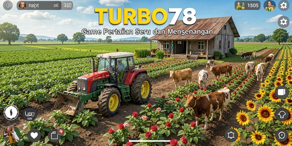 Screenshot gameplay TURBO78 menunjukkan aktivitas berkebun yang menarik.